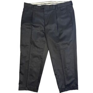 Silver Silk Mens Black Pleated Cuffed Dress Pants Slacks Size 44 Rayon Blend